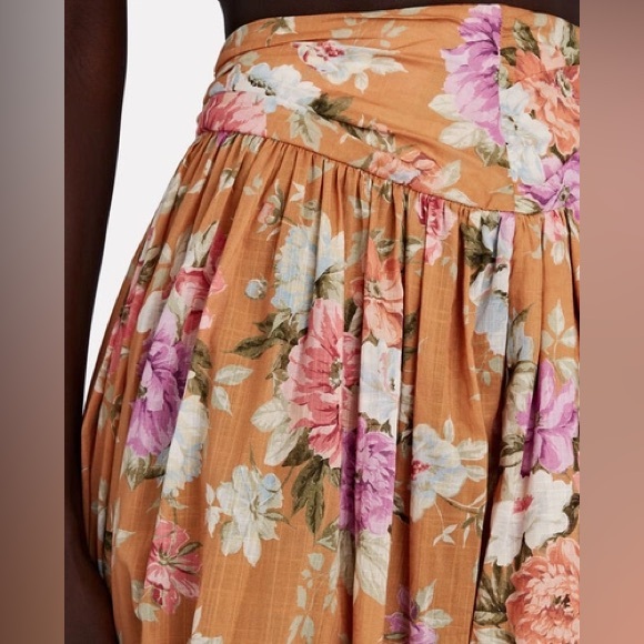NWT Zimmermann Pattie Floral Cotton Midi Skirt In Orange - Picture 2 of 5